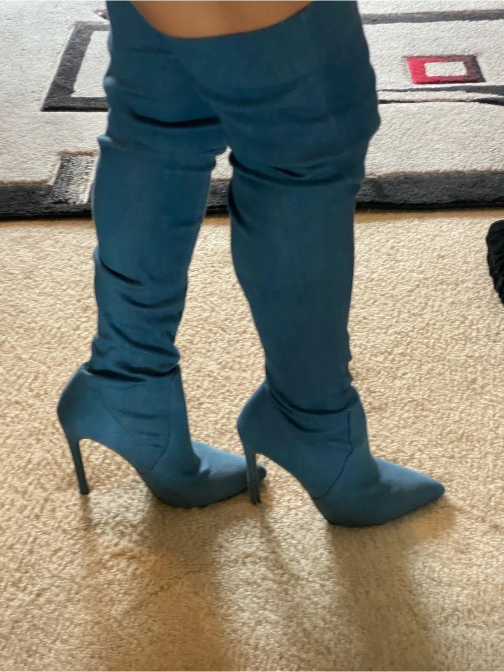 Blue Over-the-Knee Pointed Toe Stiletto Boots denim